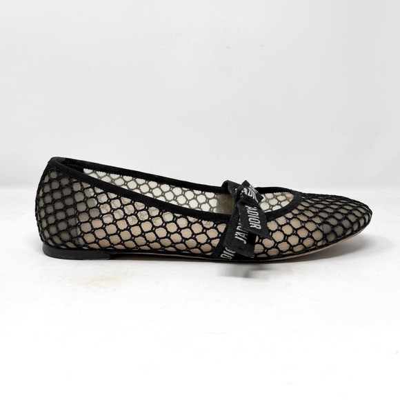 Dior Miss J'Adior Resille Ribbon Mesh Ballet Flats Black 39.5 - Picture 4 of 9